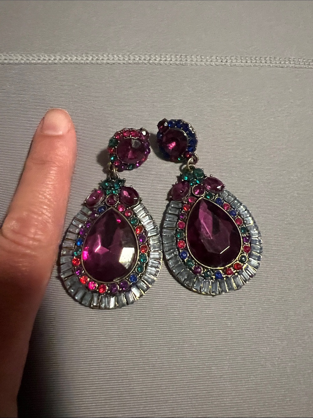 Statement Purple Teardrop Crystal Earrings - Women Jewelry